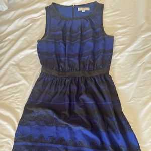 Loft - Women’s sleeveless midi-dress- size 8- Color Blue/black- great condition
